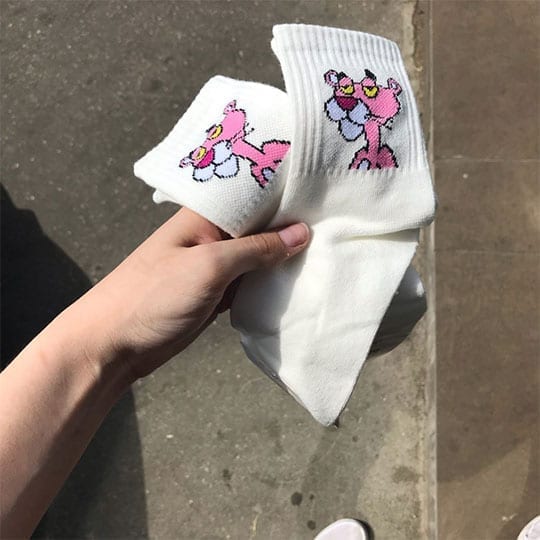 customer photo review of pink panther socks from kumplo