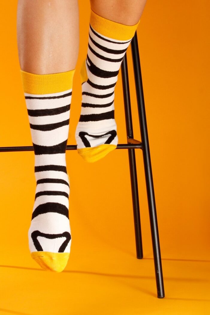 yellow zebra socks