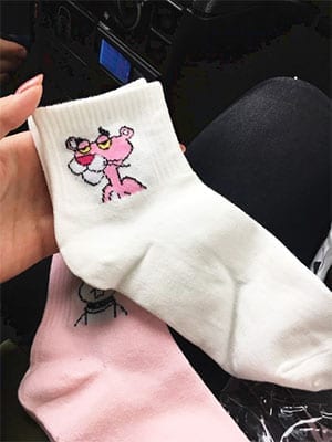 verified customer review of pink panther socks
