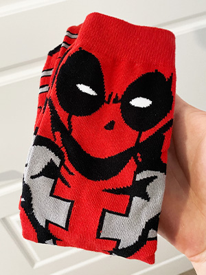 socks with Deadpool from marvel socks collection