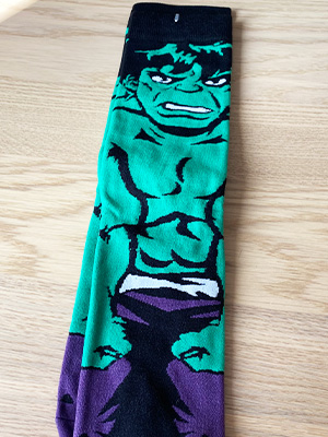 socks with hulk from marvel socks collection