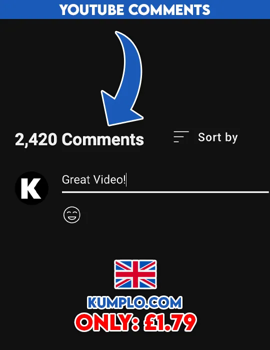 Buy UK YouTube comments at kumplo.com - Increase engagement and boost your videos for only £1.79